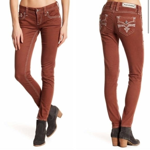 Rock Revival Denim - Copper Rock Revival Ankle Skinny Jeans Size 27 NWT